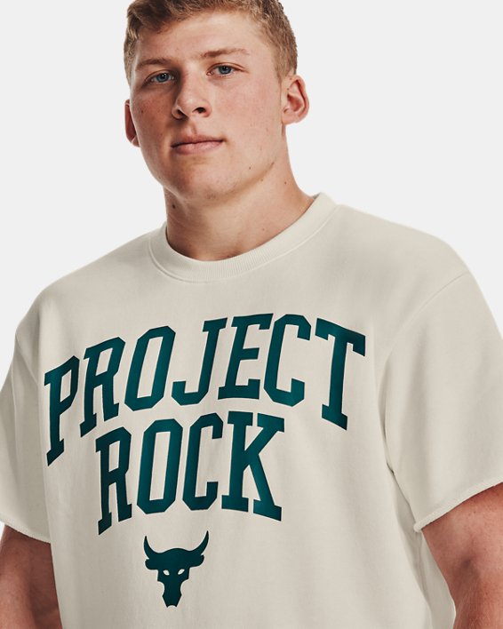 Men's Project Rock Heavyweight Terry T-Shirt, White, pdpMainDesktop image number 4